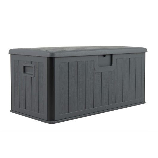 100 Gallon Large Deck Box with Lockable Lid for Patio-Black and Brown W2B
