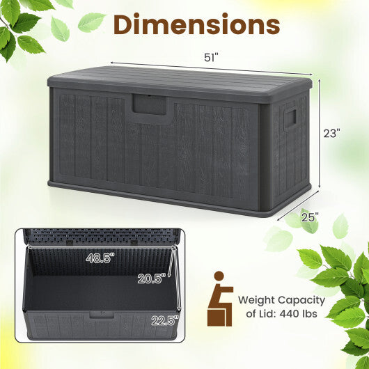 100 Gallon Large Deck Box with Lockable Lid for Patio-Black and Brown W2B