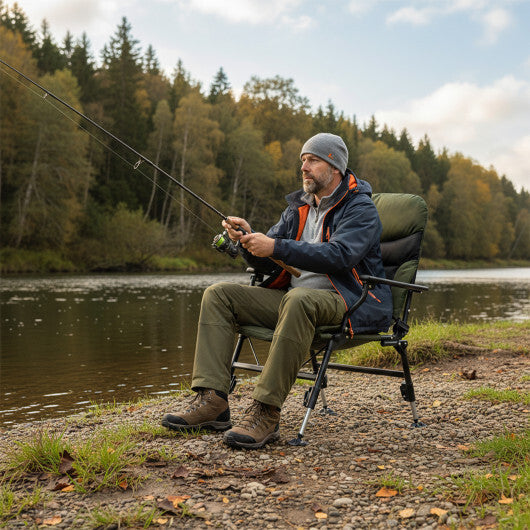 Oversized Foldable Fishing Chair for Adults with Armrest-Green W2B