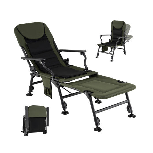 Oversized Foldable Fishing Chair with Detachable Footrest-Green W2B