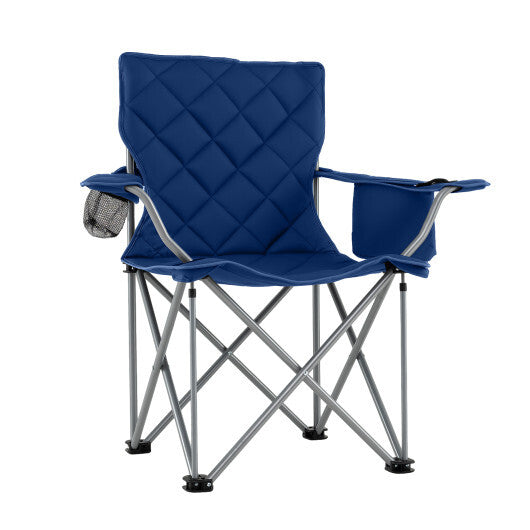 Oversized Camping Chairs Outdoor Folding Chair with Cooler Pouch and Cup Holder-Gray
