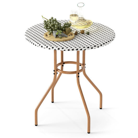 27.5 inch Outdoor Bistro Table with Heavy Duty Metal Frame and Adjustable Foot Pads-white W2B