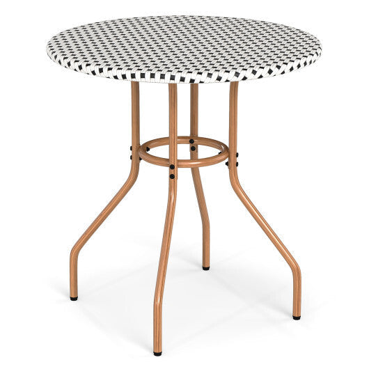 27.5 inch Outdoor Bistro Table with Heavy Duty Metal Frame and Adjustable Foot Pads-white W2B