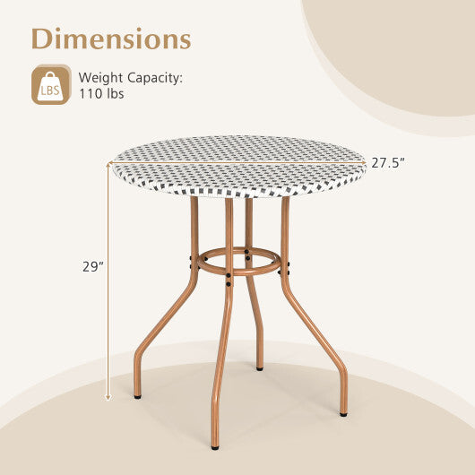 27.5 inch Outdoor Bistro Table with Heavy Duty Metal Frame and Adjustable Foot Pads-white W2B