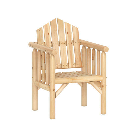 Outdoor Wood Armchair Wooden Patio Dining Chair with Armrests-Natural W2B