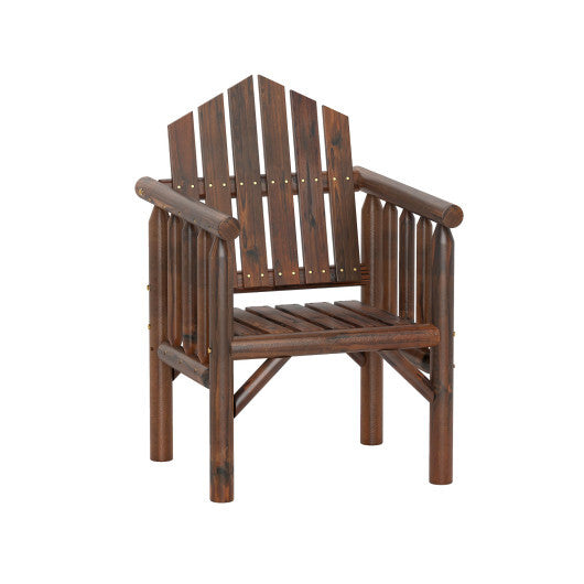 Outdoor Wood Armchair Wooden Patio Dining Chair with Armrests-Natural W2B
