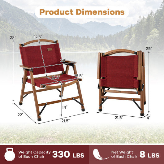 Portable and Lightweight Folding Camping Chair for Patio Picnic Leisure Fishing Travel Beach-Red W2B