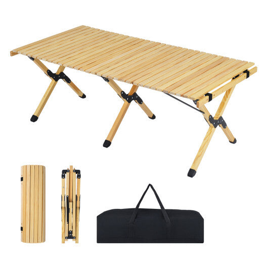 48 Inch Folding Camping Table with Carry Bag for Backyard-Natural W2B