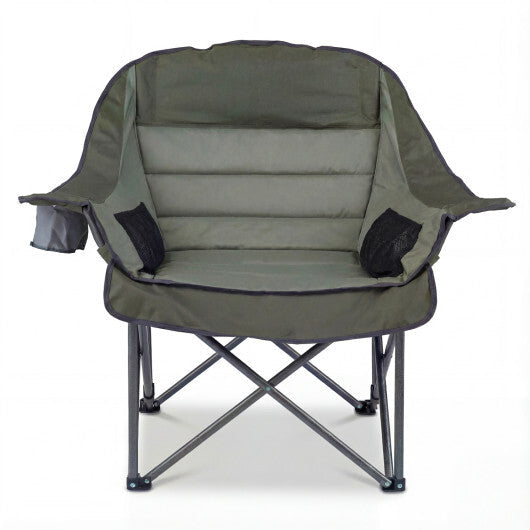 Folding Oversized Camping Chair with Side Pockets and Cup Holder-Blue W2B
