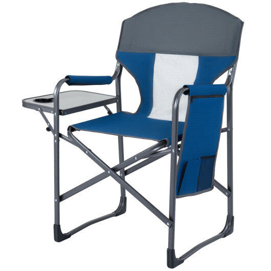 Folding Camping Chair with Cup Holder and Storage Pocket-Navy W2B