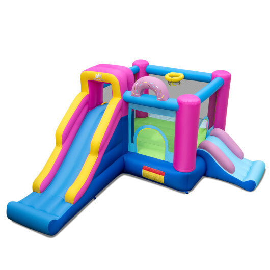 Inflatable Bounce House with Slides and Basketball Hoop (without Blower) W2B