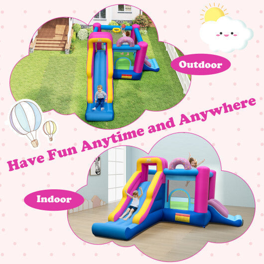 Inflatable Bounce House with Slides and Basketball Hoop (without Blower) W2B