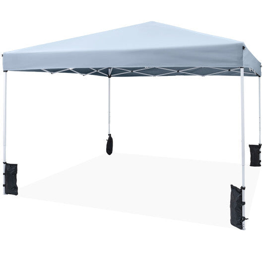 10 x 10 Feet Pop up Canopy Tent with Carrying Bag and 4 Sandbags-White W2B