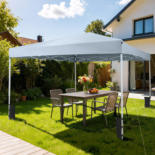 10 x 10 Feet Pop up Canopy Tent with Carrying Bag and 4 Sandbags-White W2B