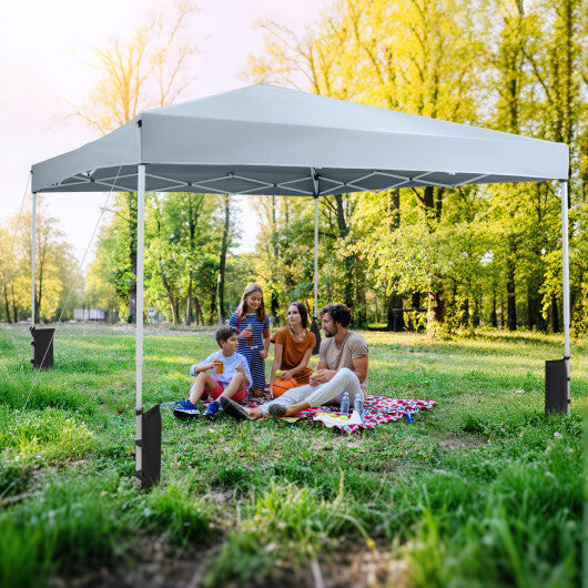 10 x 10 Feet Pop up Canopy Tent with Carrying Bag and 4 Sandbags-White W2B