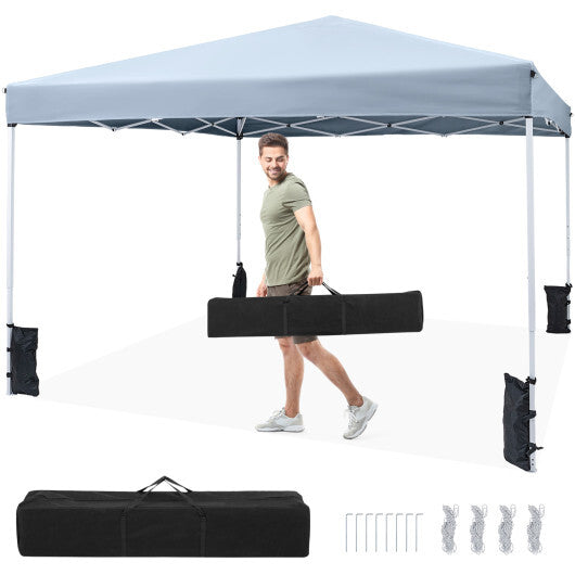 10 x 10 Feet Pop up Canopy Tent with Carrying Bag and 4 Sandbags-White W2B