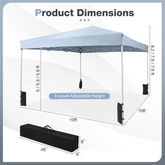 10 x 10 Feet Pop up Canopy Tent with Carrying Bag and 4 Sandbags-White W2B