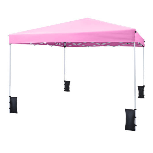 10 x 10 Feet Pop up Canopy Tent with Carrying Bag and 4 Sandbags-White W2B