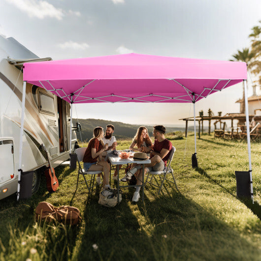 10 x 10 Feet Pop up Canopy Tent with Carrying Bag and 4 Sandbags-White W2B