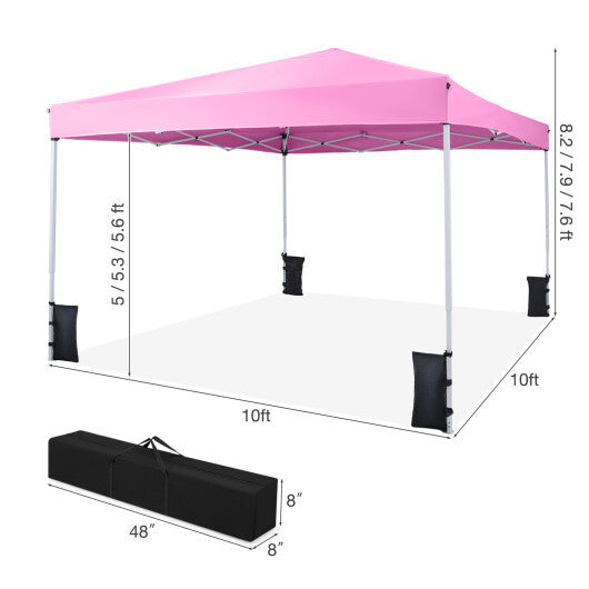 10 x 10 Feet Pop up Canopy Tent with Carrying Bag and 4 Sandbags-White W2B