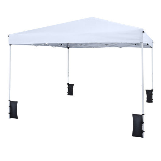 10 x 10 Feet Pop up Canopy Tent with Carrying Bag and 4 Sandbags-White W2B