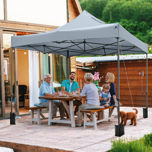 10 x 10 FT Outdoor Pop up Canopy Tent Easy Setup Gazebo Shelter with Wheeled Bag-Gray