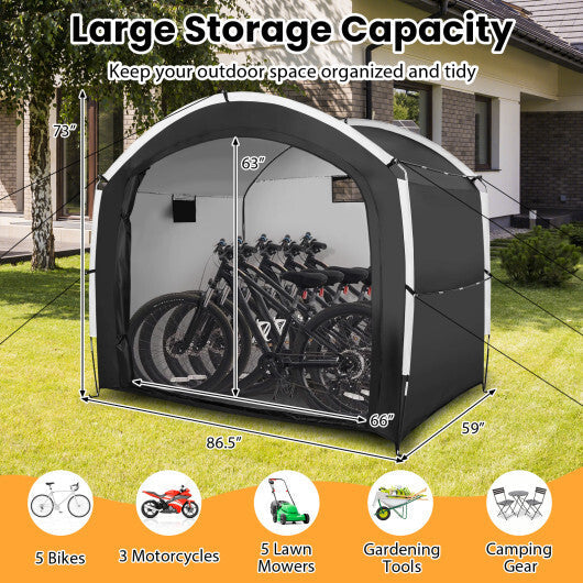 Bike Storage Shed Tent with PU4000MM Waterproof 210D Oxford Fabric for 5 Bikes W2B