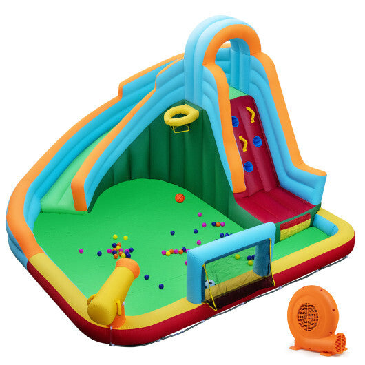 6-in-1 Inflatable Water Slide Park with 750W Blower for Yard W2B
