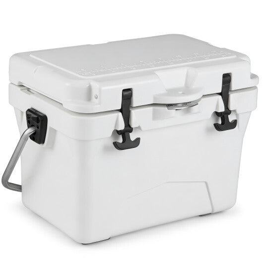 20 Quart Portable Hard Cooler with Built-in Ruler and Bottle-White W2B