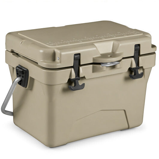 20 Quart Portable Hard Cooler with Built-in Ruler and Bottle-White W2B