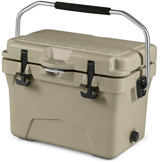 20 Quart Portable Hard Cooler with Built-in Ruler and Bottle-White W2B