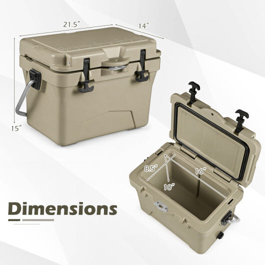 20 Quart Portable Hard Cooler with Built-in Ruler and Bottle-White W2B