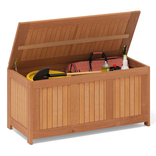 52 Gallon 3-in-1 Patio Wood Deck Box with Flip Top for Cushions W2B