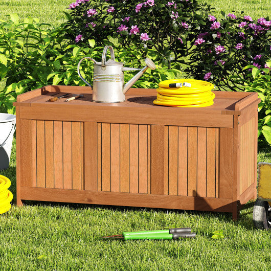 52 Gallon 3-in-1 Patio Wood Deck Box with Flip Top for Cushions W2B