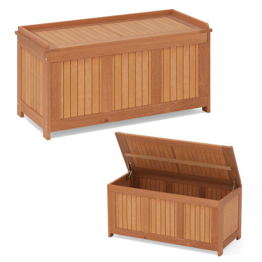 52 Gallon 3-in-1 Patio Wood Deck Box with Flip Top for Cushions W2B