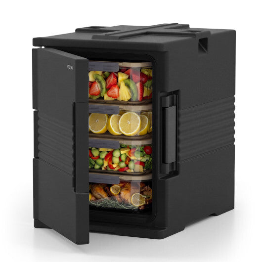 91 Qt Insulated Food Pan Carrier with Door Shafts-Black W2B