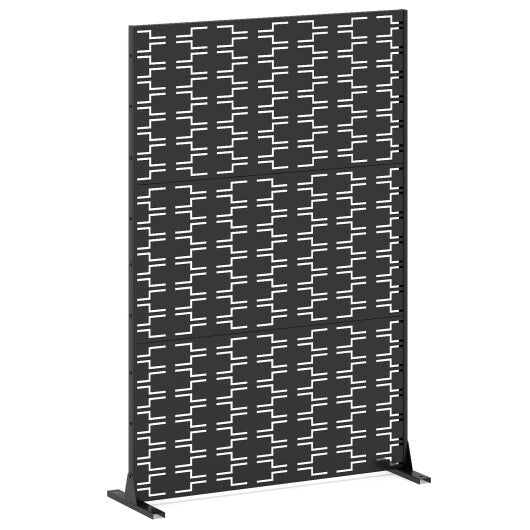 Metal Privacy Screen 72 x 48 Inch Freestanding Fence Panel Indoor Outdoor-Black