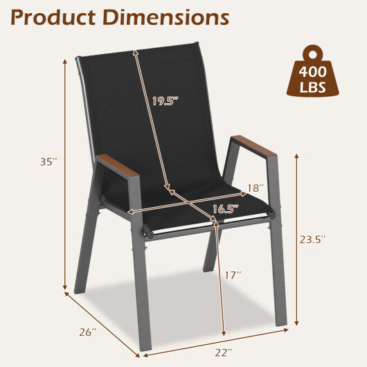 Set of 4 Stackable Patio Chairs with High Backs for Backyard 400 LBS-Brown W2B