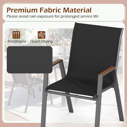 Set of 4 Stackable Patio Chairs with High Backs for Backyard 400 LBS-Brown W2B