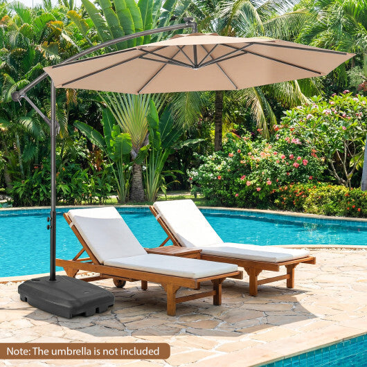 220 LBS Cantilever Patio Umbrella Base Stand withWheels Fillable offset Umbrella Stand-Black W2B