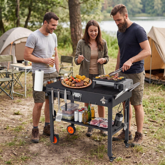 Folding Grill Cart for 17 and 22 Inch Griddles with Heat-Resistant Mat W2B