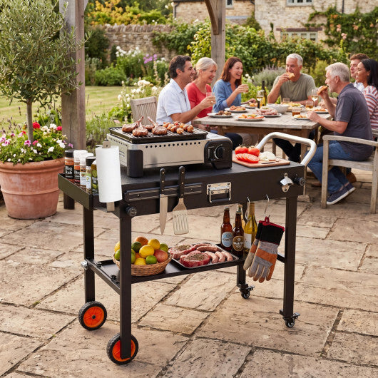 Folding Grill Cart for 17 and 22 Inch Griddles with Heat-Resistant Mat W2B