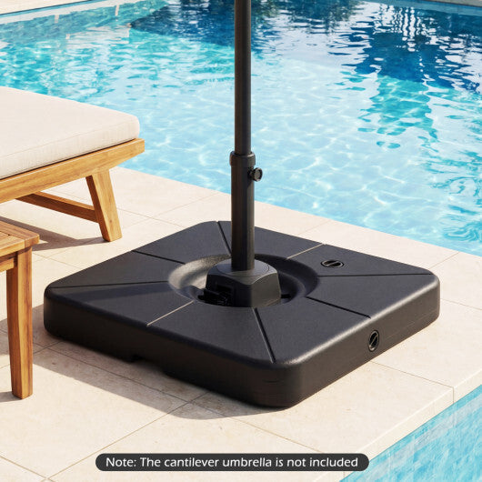 Cantilever Patio Umbrella Base 220 LBS Water and Sand Fillable Weighted Stand-Black W2B