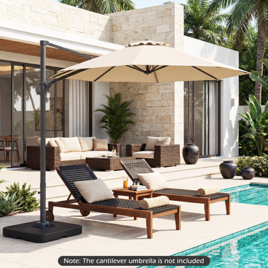 Cantilever Patio Umbrella Base 220 LBS Water and Sand Fillable Weighted Stand-Black W2B