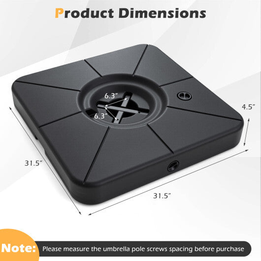 Cantilever Patio Umbrella Base 220 LBS Water and Sand Fillable Weighted Stand-Black W2B