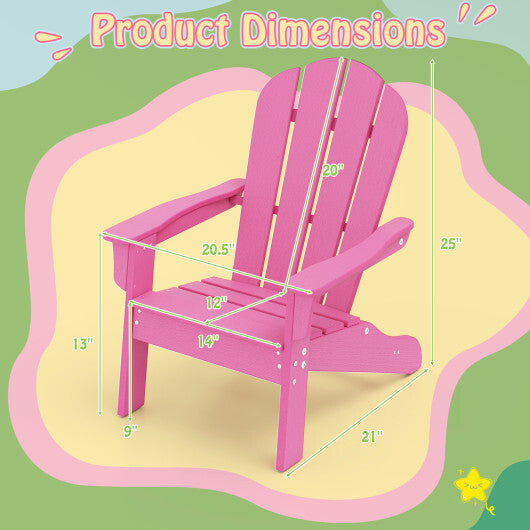 All-Weather HIPS Kid's Adirondack Chair with with High Backrest and Armrests-Turquoise W2B