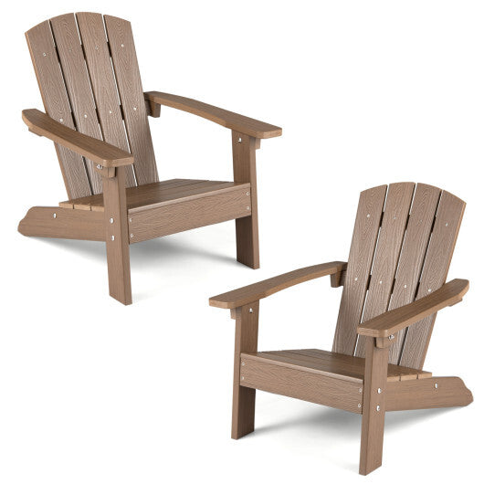 Set of 2 Kid's Adirondack Chair with with High Backrest and Armrests-Pink W2B