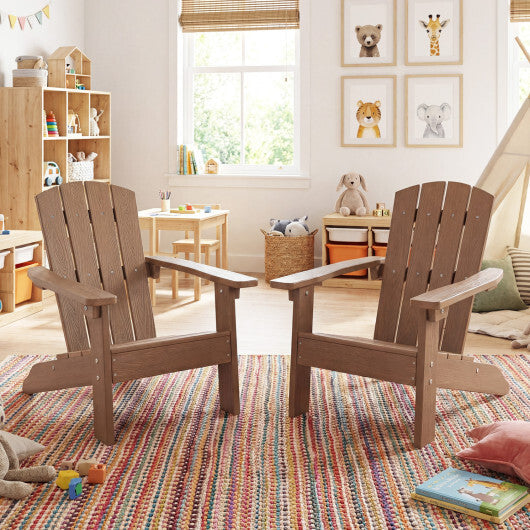 Set of 2 Kid's Adirondack Chair with with High Backrest and Armrests-Pink W2B