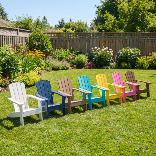 Set of 2 Kid's Adirondack Chair with with High Backrest and Armrests-Pink W2B