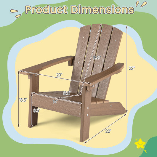 Set of 2 Kid's Adirondack Chair with with High Backrest and Armrests-Pink W2B
